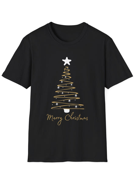 Adults Shirt with Black and Gold Scribble Christmas Tree Print