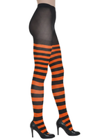 Full Length Black and Orange Striped Women's Stockings - Main Image