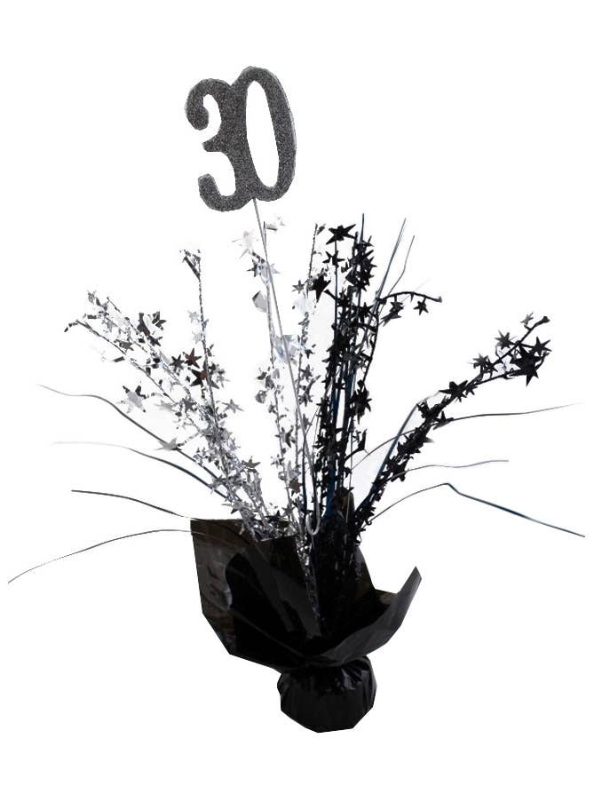 Image of Black and Silver Stars 30th Birthday Balloon Weight