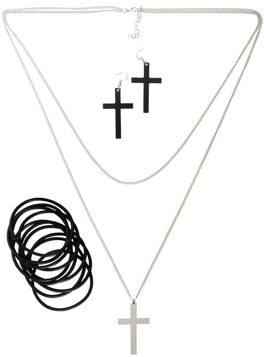 Image of Radical Black 3 Piece 1980s Costume Accessory Set - Main Image