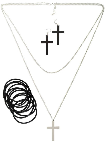 Image of Radical Black 3 Piece 1980s Costume Accessory Set - Main Image