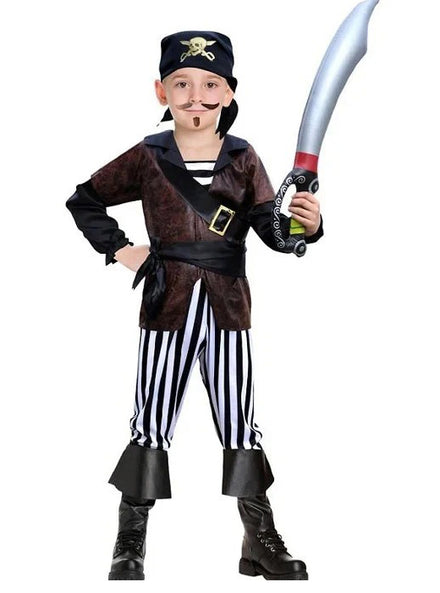 Black and White Caribbean Pirate Boys Costume - Main Image