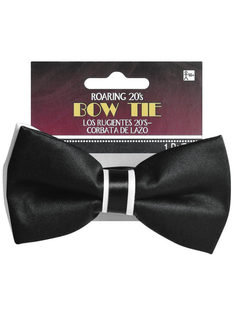 Stylish 1920s Black and White Bow Tie Accessory - Main Image