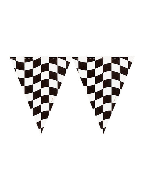 Black and White Check 366cm Long Pennant Flag Banner - Main Image