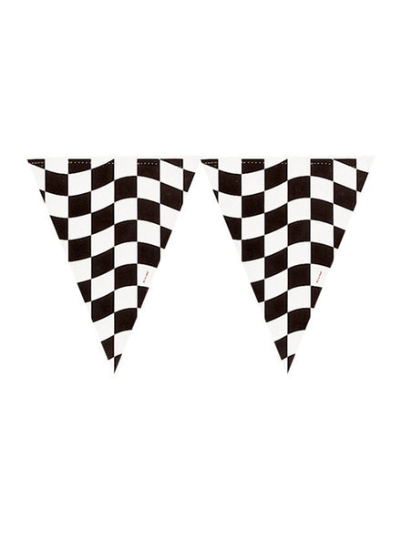 Black and White Check 366cm Long Pennant Flag Banner - Main Image