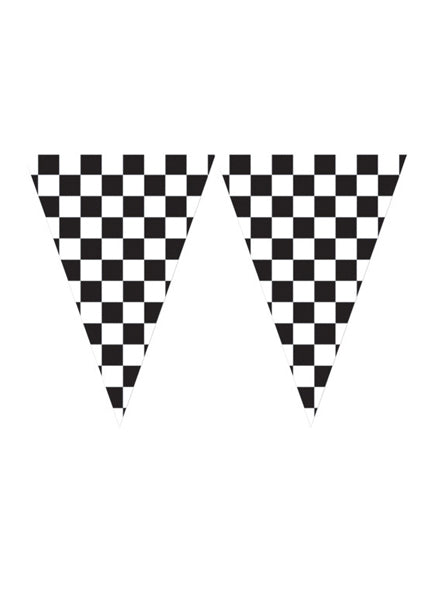 Black and White Check 45cm Jumbo Pennant Banner - Main Image