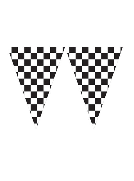 Black and White Check 45cm Jumbo Pennant Banner - Main Image