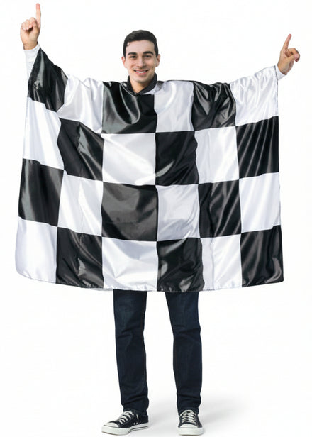 Adults Black And White Checkered Flag Costume
