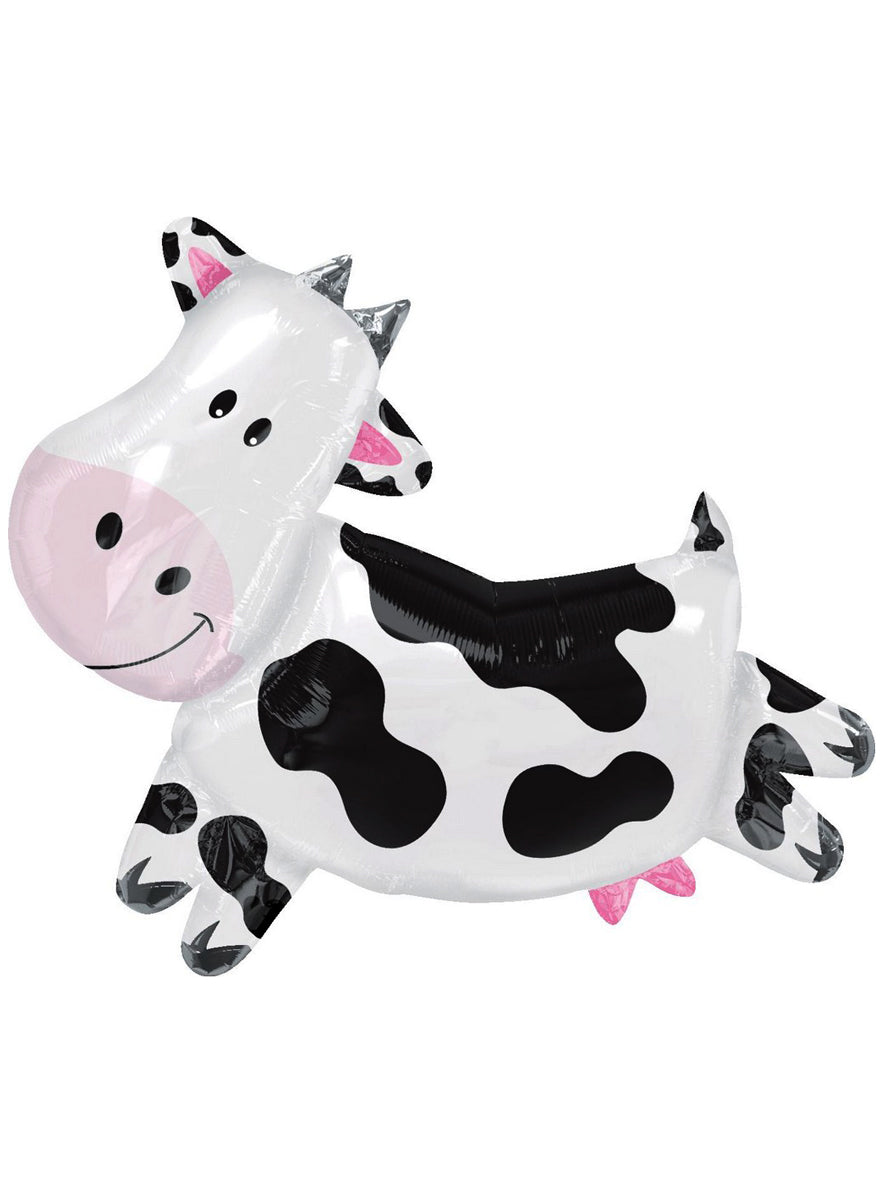 Black And White Cow Farm Party 76cm Supershape Self Sealing Foil Balloon - Main Image