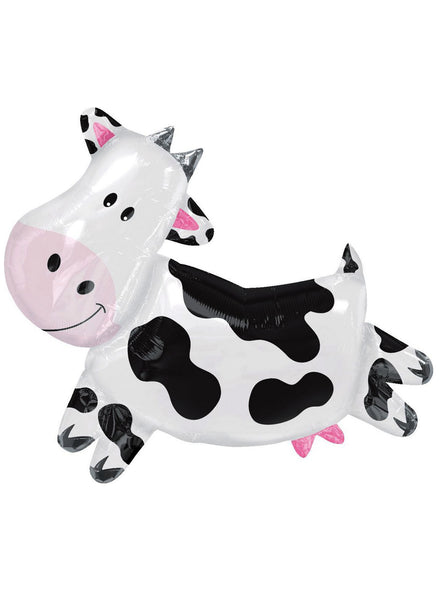 Black And White Cow Farm Party 76cm Supershape Self Sealing Foil Balloon - Main Image