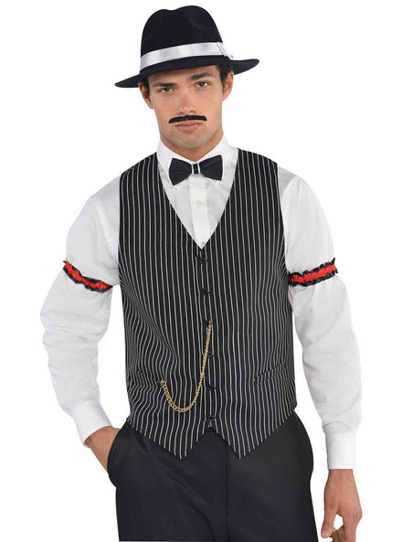 Pinstripe Mens 1920s Gangster Vest - Main Image