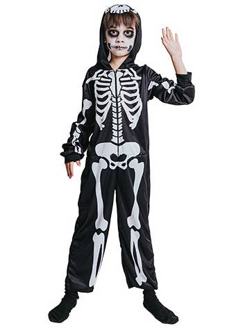 Image of Chilling Skeleton Boy's Halloween Costume Jumpsuit