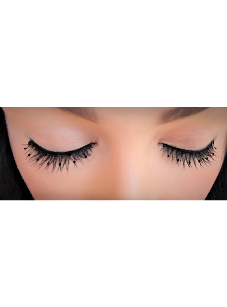 Black Criss Cross Stick On Eyelashes With Beads