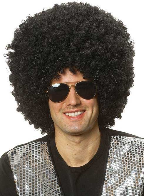 Men's 70s Black Jumbo Black Afro Costume Wig