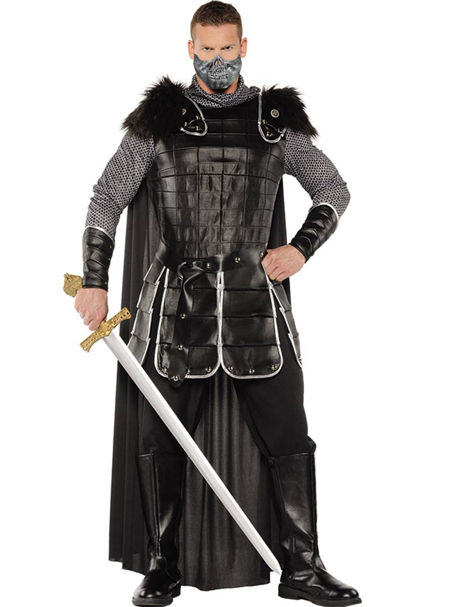 Image of Warrior King Men's Medieval Fancy Dress Costume - With Mask View
