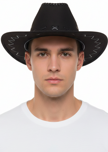 Black Outback Cowboy Costume Hat for Adults - main image