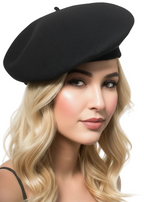 Adults Black French Beret Costume Hat - Main Image