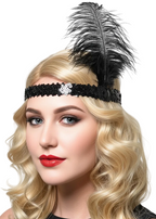 Classic 1920s Black Sequin Headband Costume Accessory - Main Image