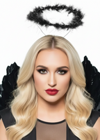 Dark Black Feather Angel Halo Costume Accessory - Main Image