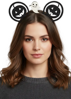 Sparkly Black Pumpkin Mouse Ears Costume Headband- main image