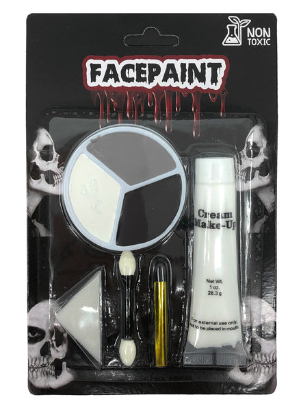 Facepaint Set In Black White And Grey With Applicator - Main Image
