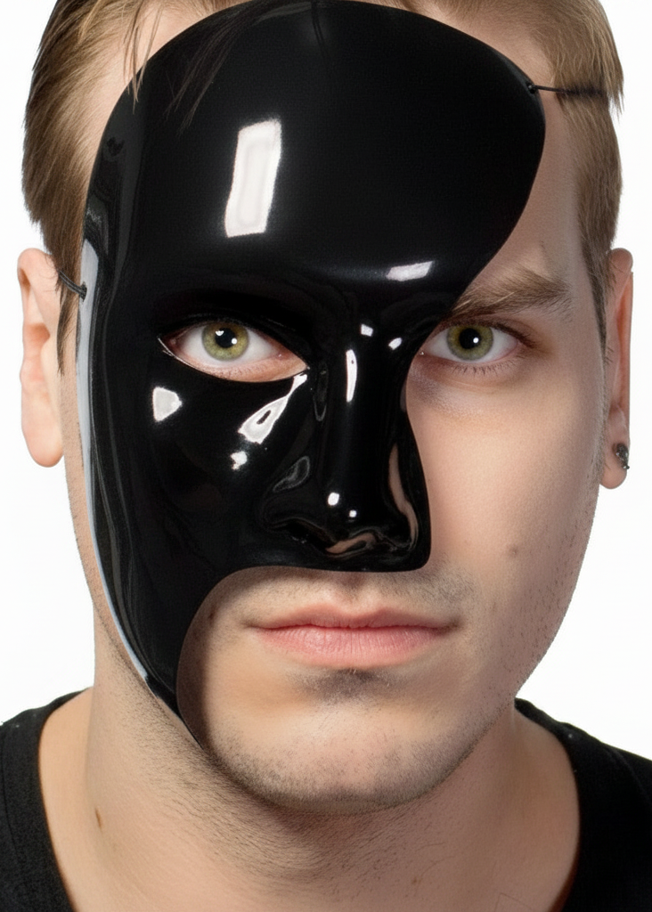 Men's Black High Shine Phantom of the Opera Half Face Masquerade - main image