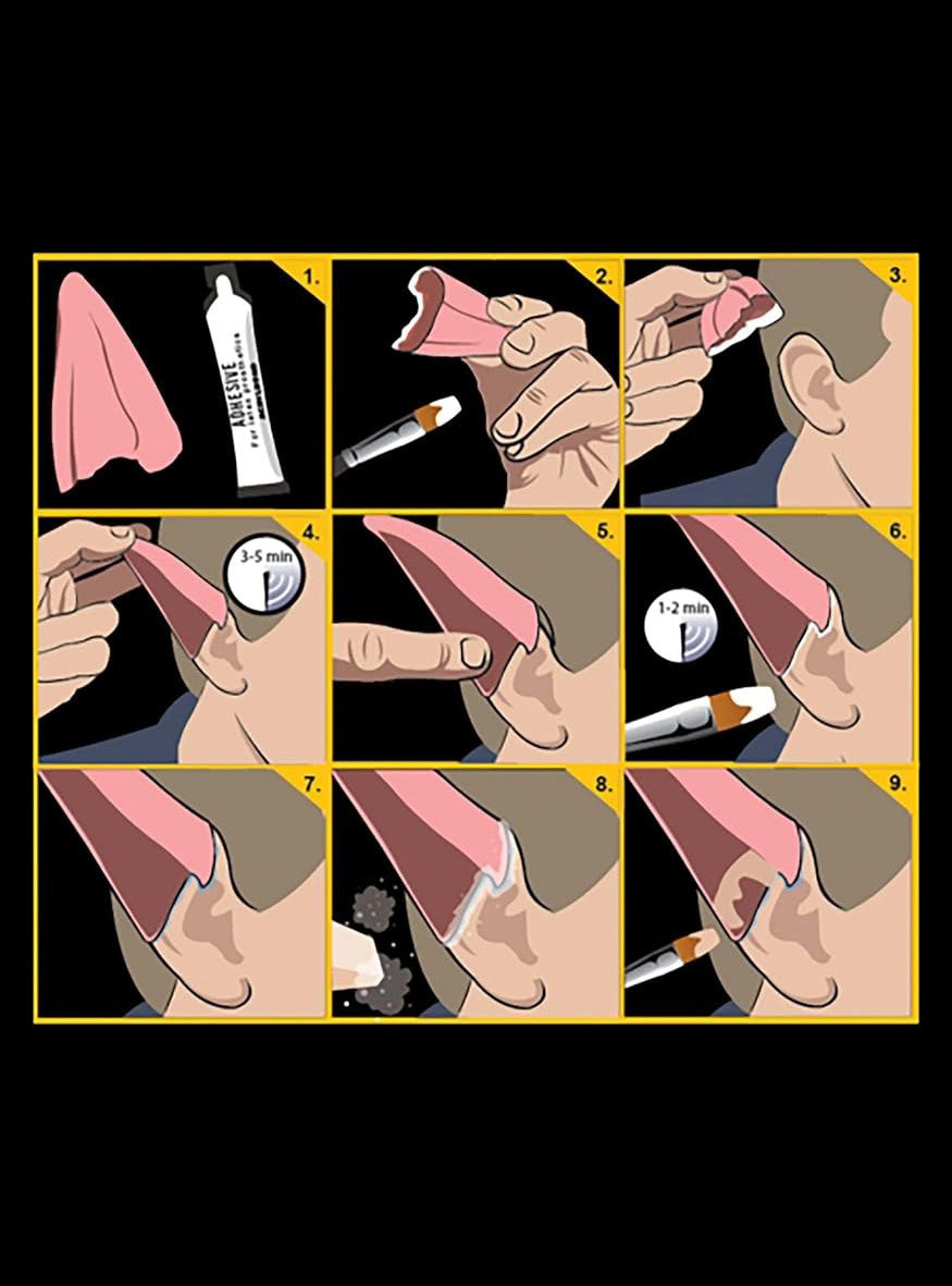Black Label Latex Elf Ears Prosthetic - Instructions Image
