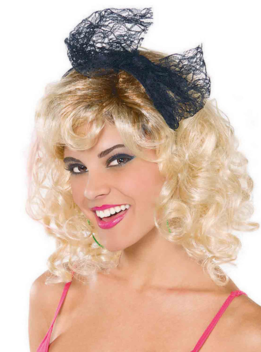 Black Lace 80s Headband - Main Image