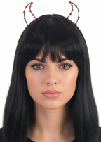 Image of Wicked Black Metal Frame Devil Horns with Red Rhinestones - Main Image