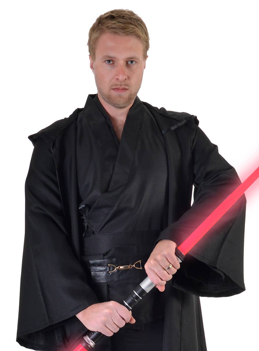 Image of Deluxe Men's Black Space Warrior Dress Up Costume - Close Image