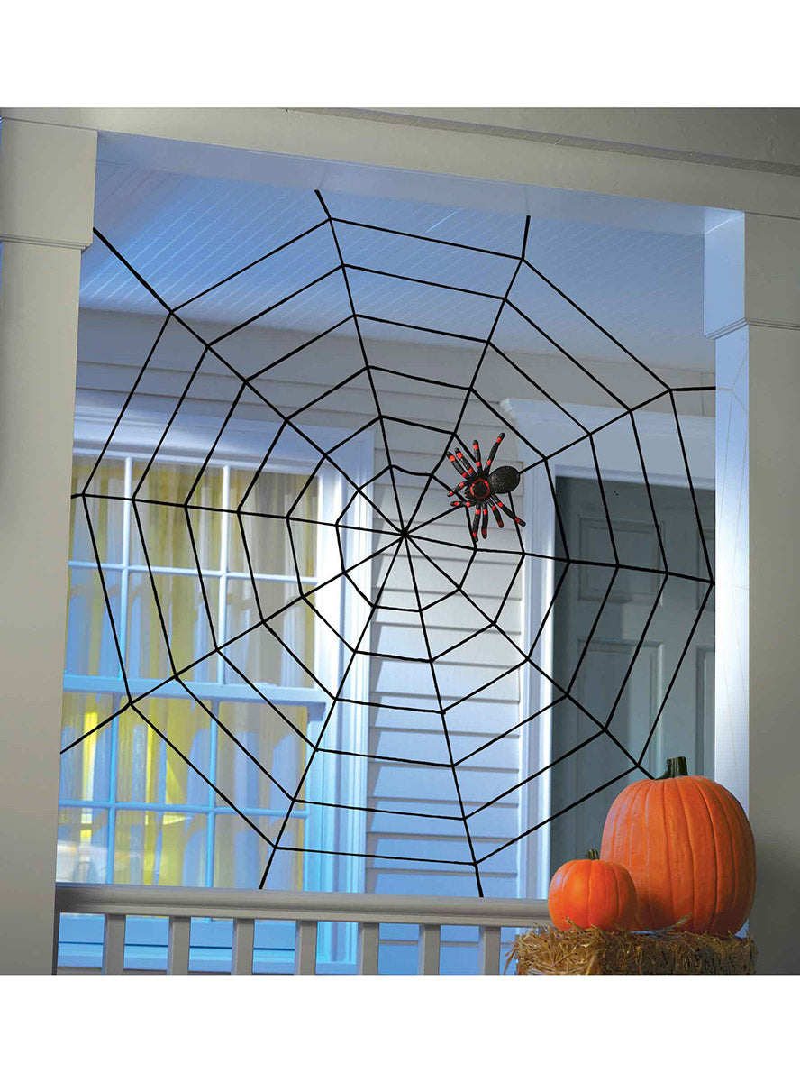 152cm Black Rope Halloween Spiderweb Decoration - Main Image