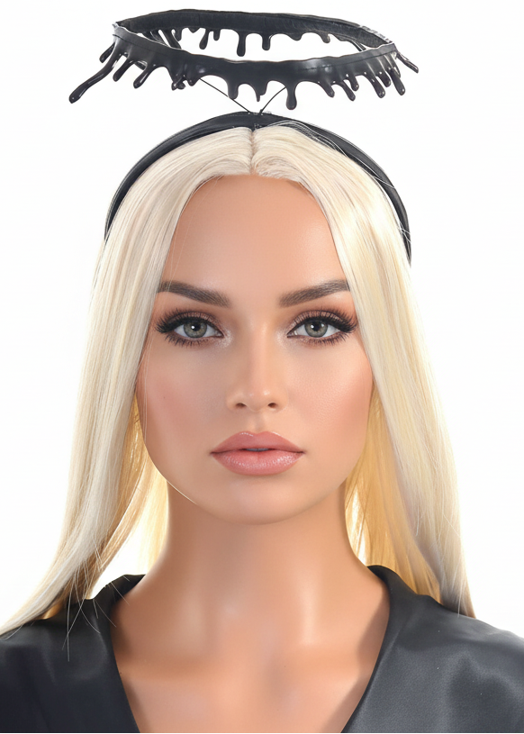 Image of Fallen Angel Black Slime Look Halo Costume Headband - main image