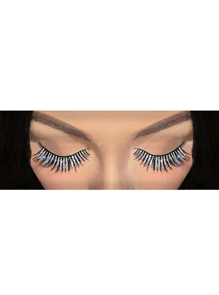 Black Stick On Eyelashes With Holographic Tinsel