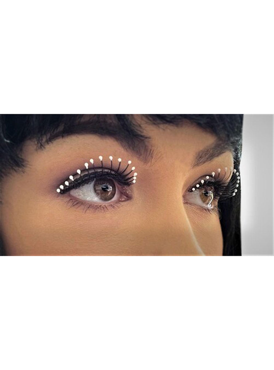 Black Stick On Eyelashes With White Droplets