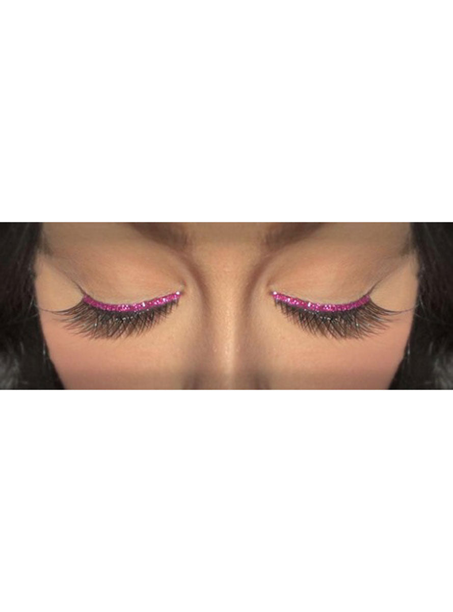 Black Winged Stick On Eyelashes With Magenta Glitter Strip