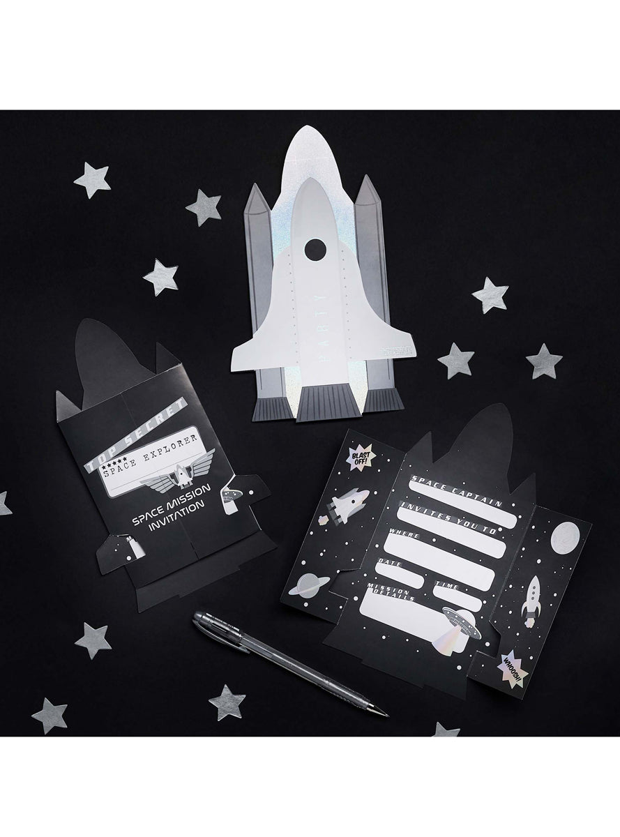 Blast Off 10 Pack 22cm Space Ship Party Invitations — Lifestyle Image 2