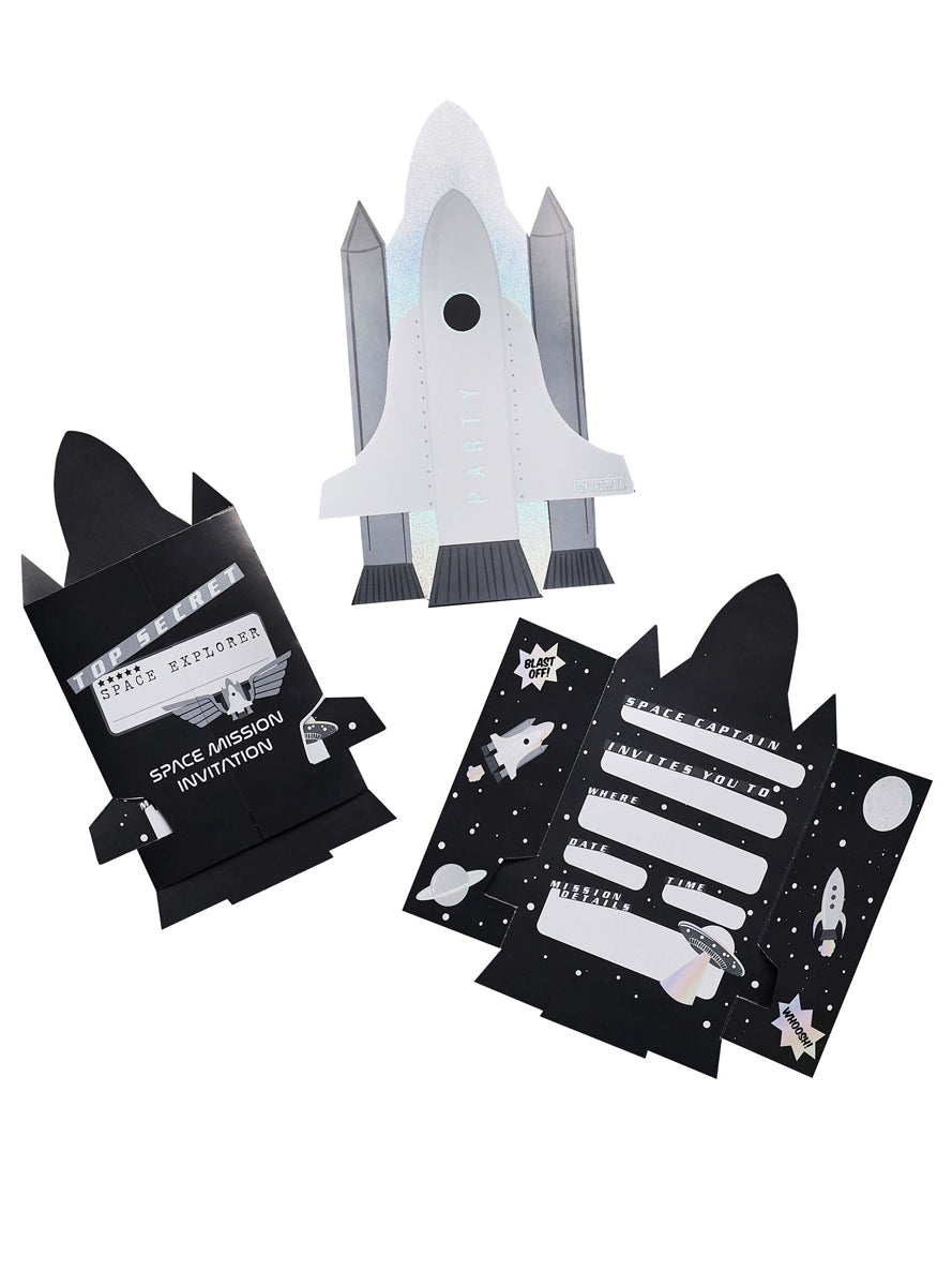 Blast Off 10 Pack 22cm Space Ship Party Invitations — Main Image