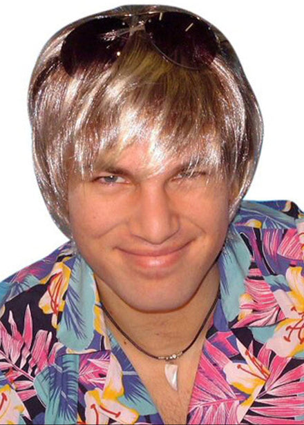 Mens Bleach Blonde Surfer Dude Costume Wig