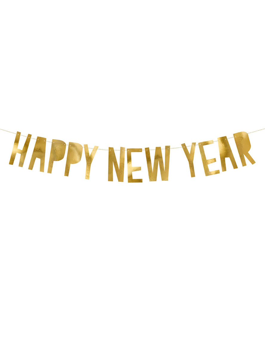 Block Letter 2m Gold Foil Happy New Year Banner – Main Image