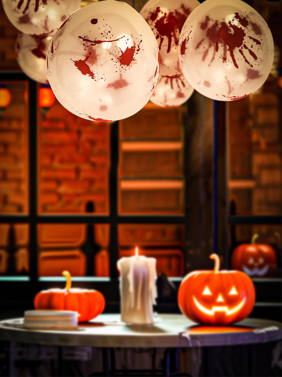 White Latex Bloody Handprint 30cm Halloween Balloons - Lifestyle Image