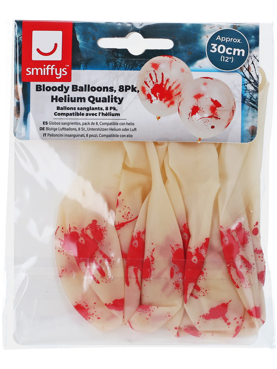 White Latex Bloody Handprint 30cm Halloween Balloons - Packaging Image