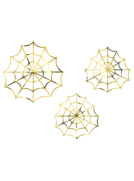 Bloody Party 3 Pack Gold Paper Spiderweb Decorations — Main Image