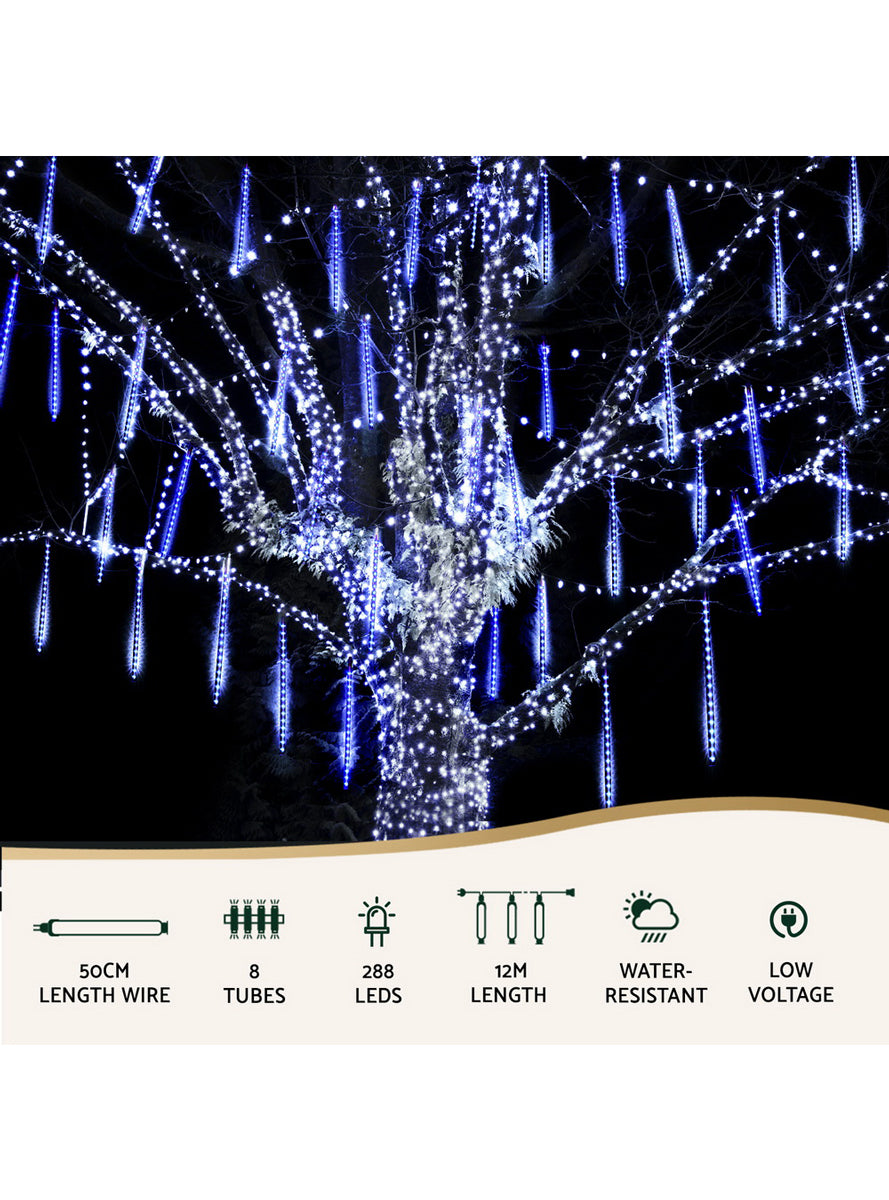 Blue 7 Metre Falling Meteor Icicle Christmas Lights - Information Image 1