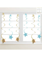 Image of Blue and Gold Star Swirls Hanging Decoration