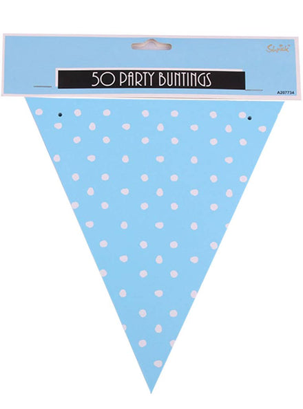 Image of Blue and White Polka Dot 50 Flag Bunting