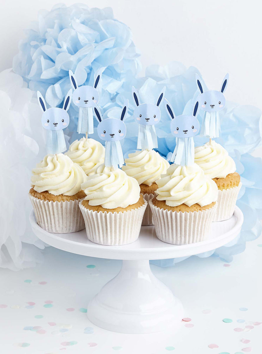 Blue Bunny 6 Pack 6cm Cupcake Picks - Lifestyle Image
