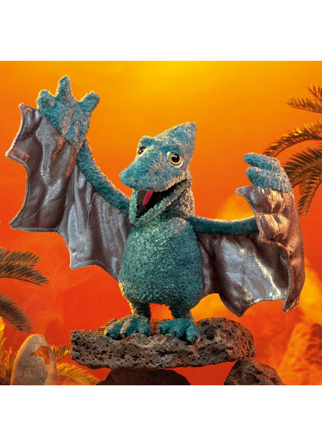 Blue Pterodactyl Dinosaur Hand Puppet - Lifestyle Image