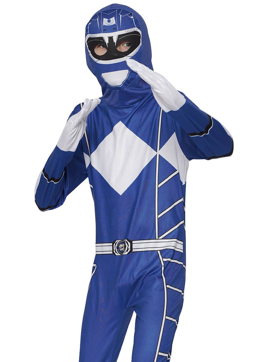 Image of Mighty Blue Boy's Morphing Ranger Costume Jumpsuit - Close View