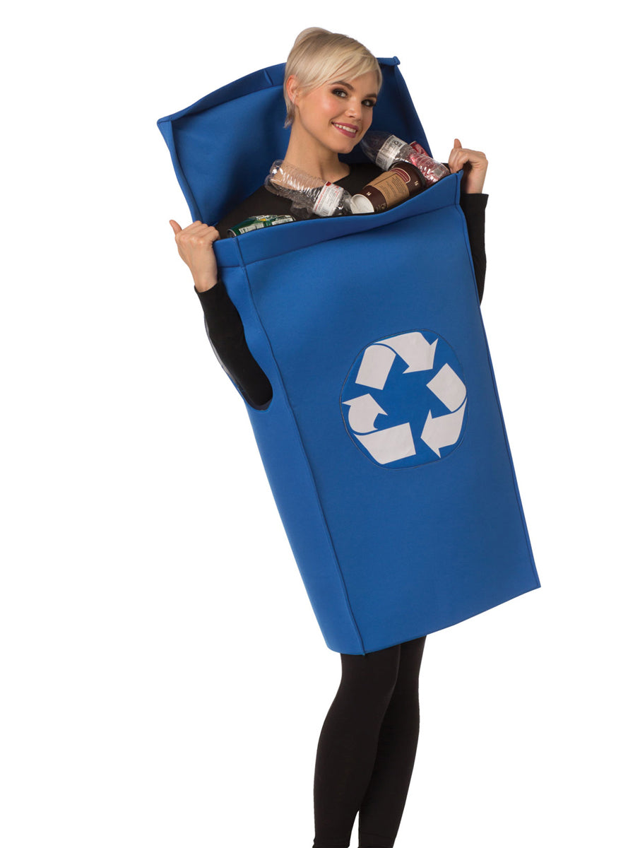 Blue Recycling Bin Novelty Adults Costume - Alternative Image