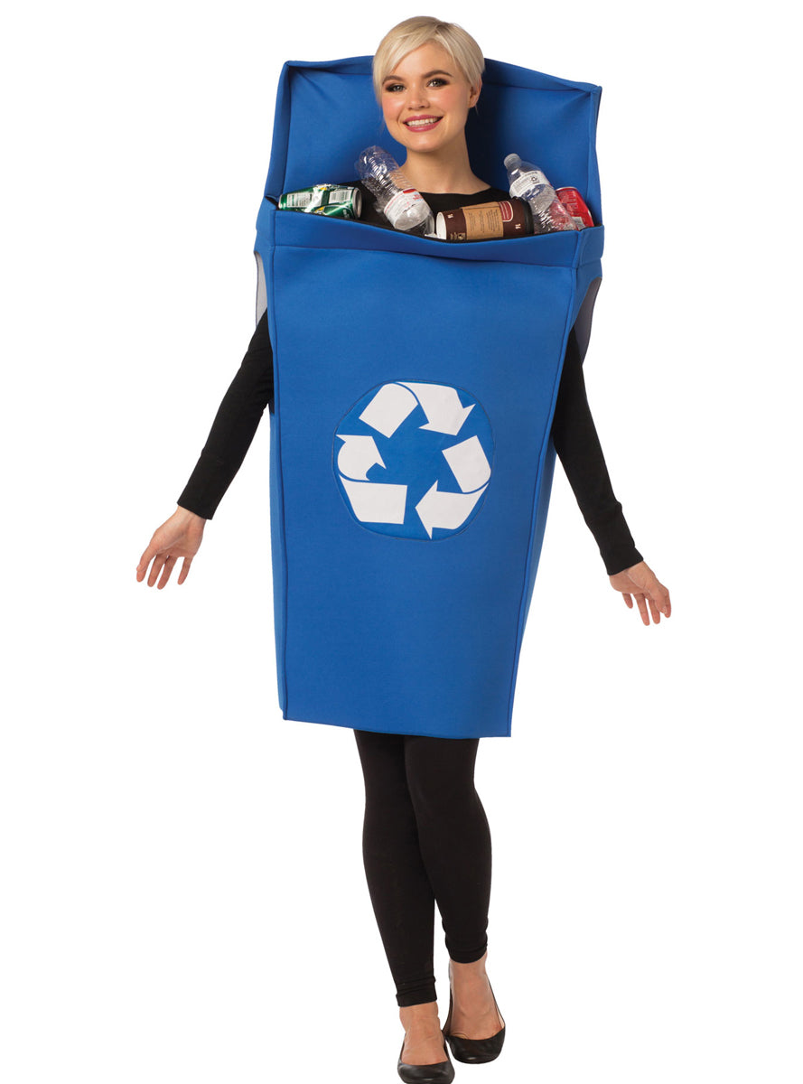 Blue Recycling Bin Novelty Adults Costume - Main Image